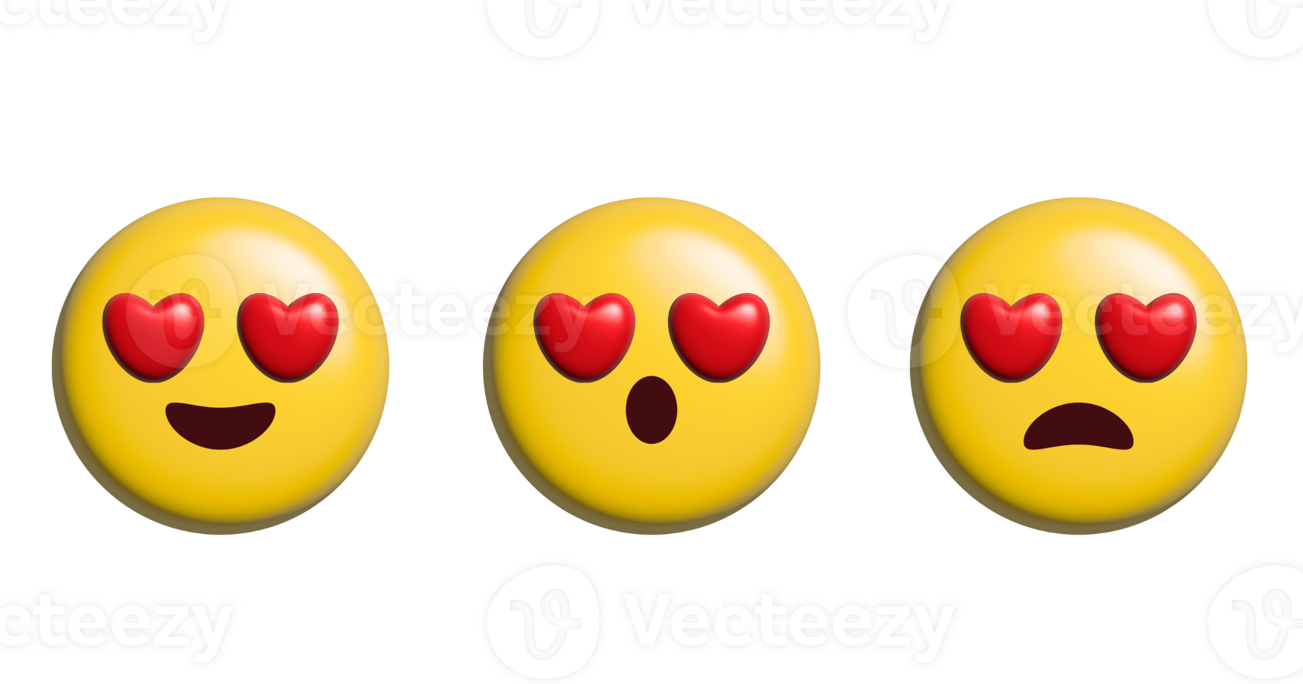 love emoticon illustration in 3d style. glowing emoticon design. png