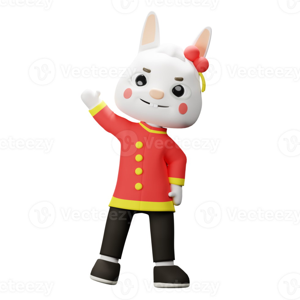 3D China Rabbit Character png