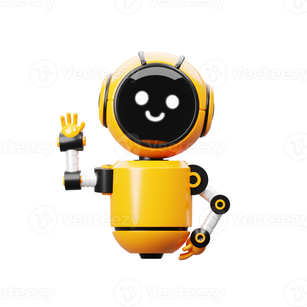 3d Orange Robot Character png