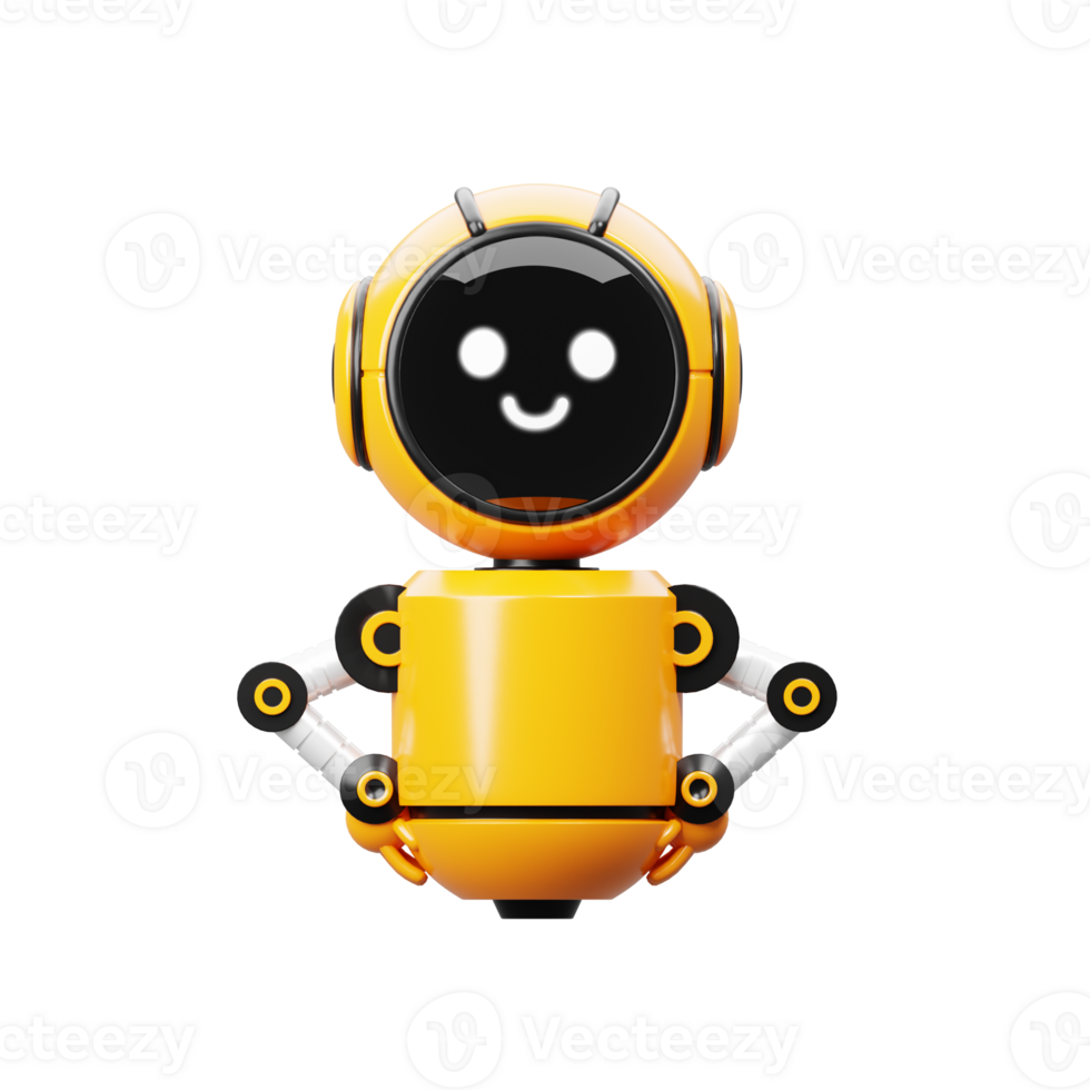 3d Orange Robot Character png