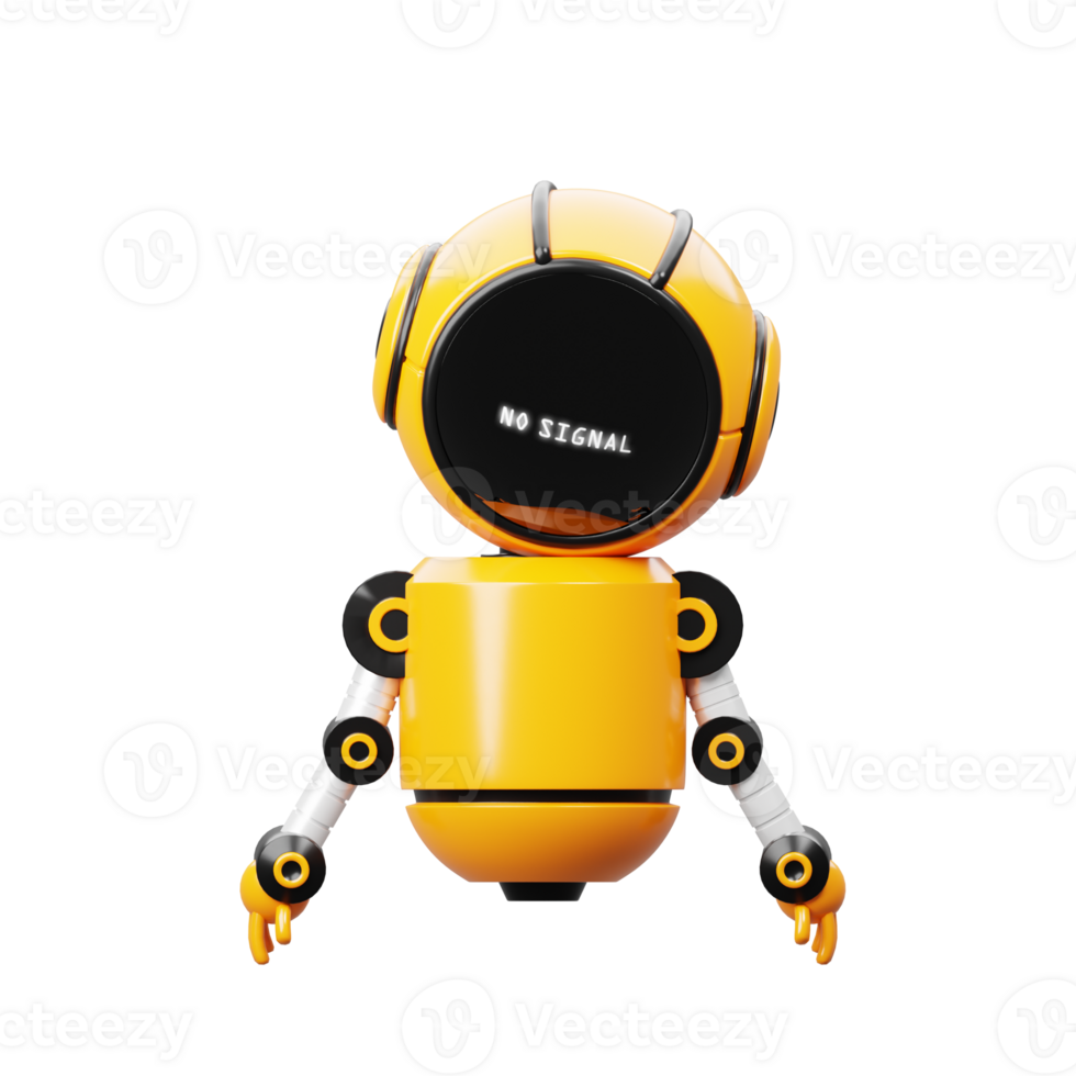 3d Orange Robot Character png
