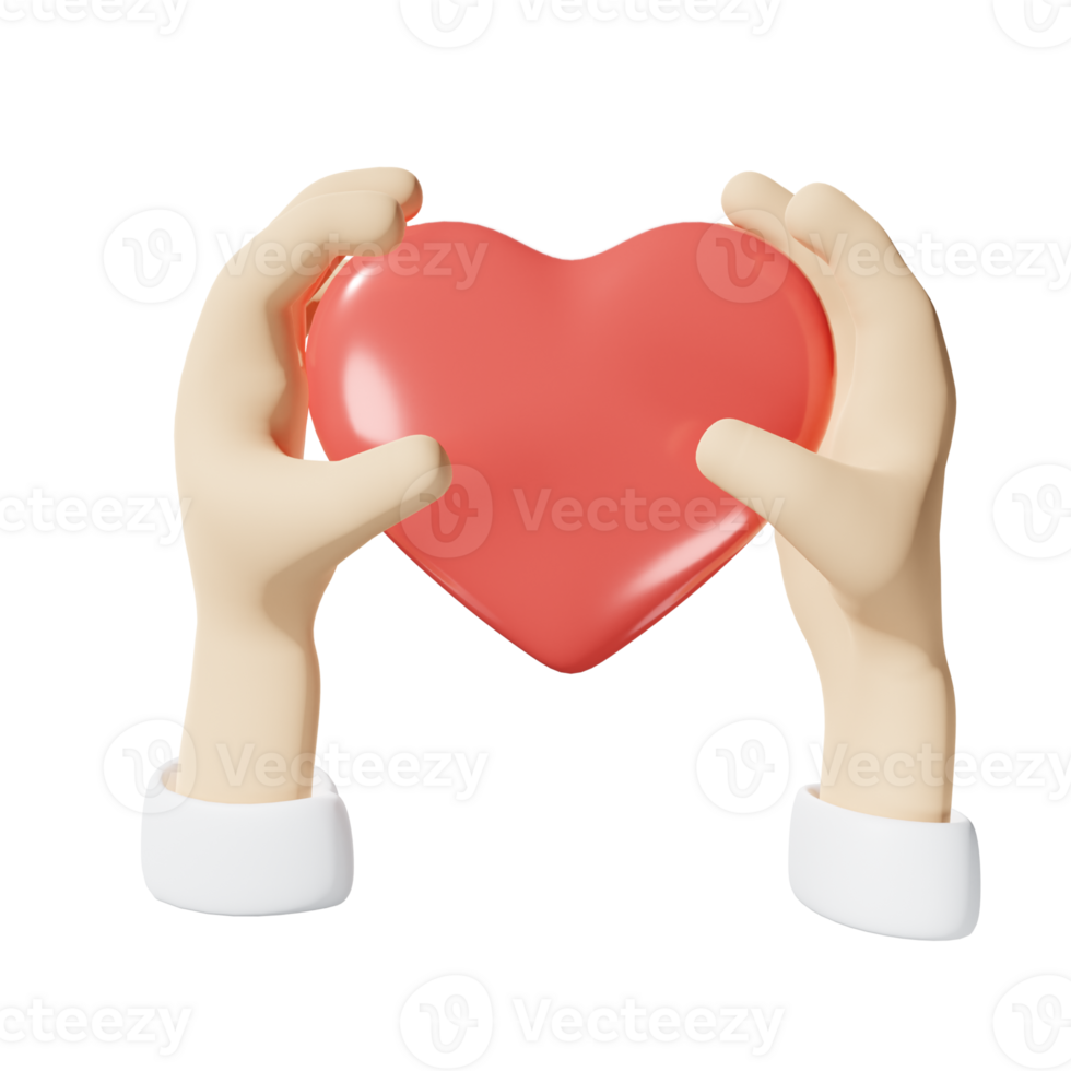 3D Hand and heart icon png