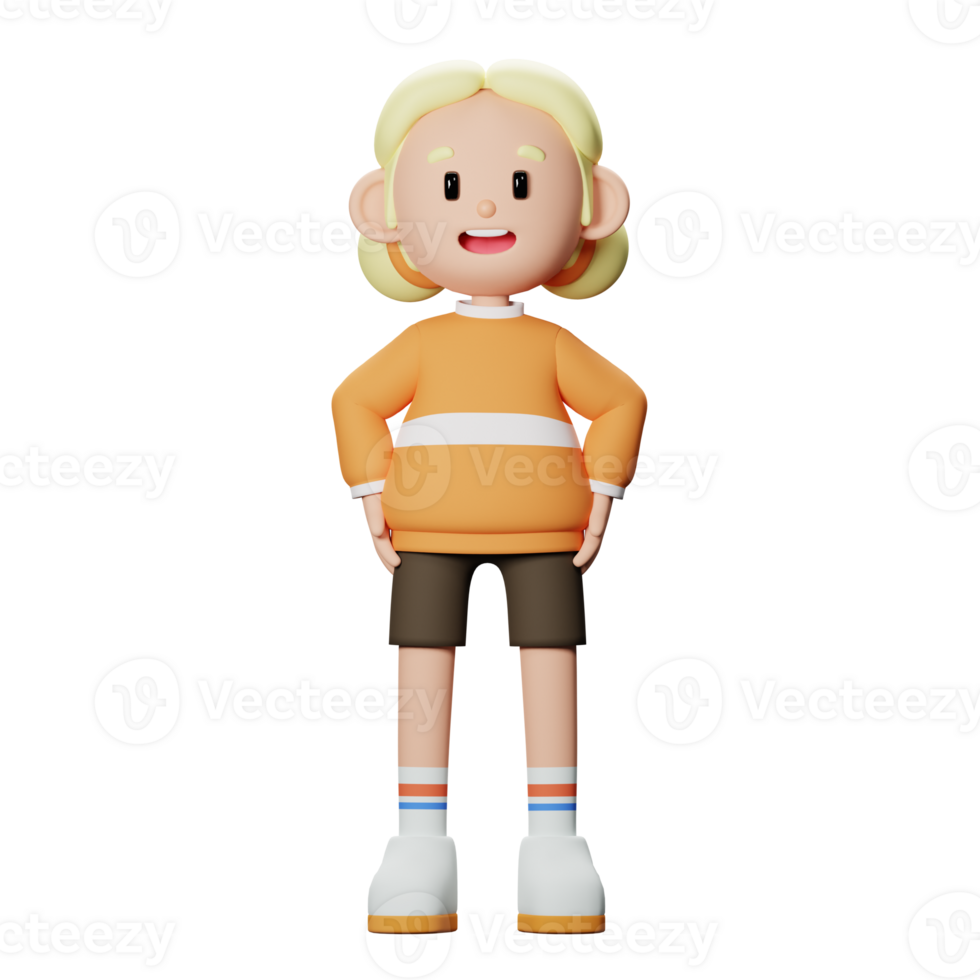 3D Happy Girl Character png