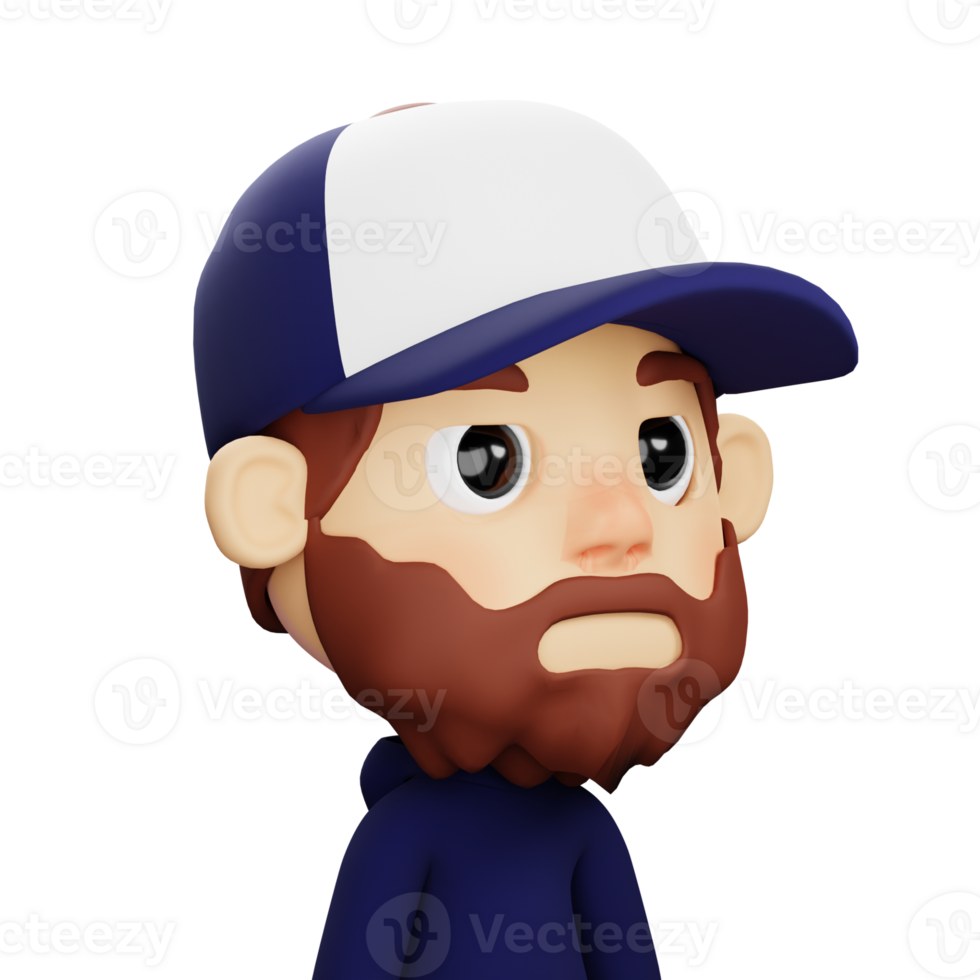 3d hombre con barba avatar png