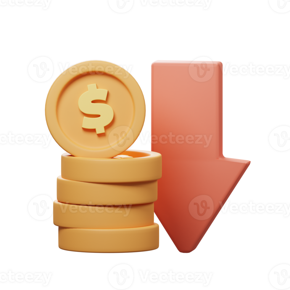 3D Down Investment Icon png