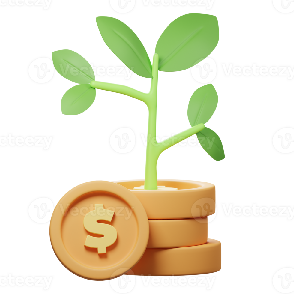 3D growing Investment Icon png