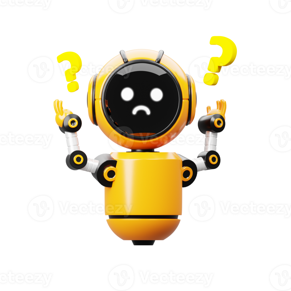 3d Orange Robot Character confuse png