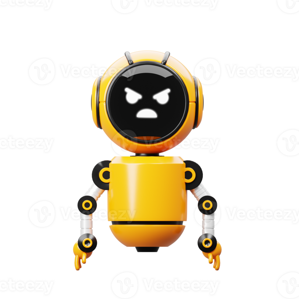 3d Orange Robot Character Angry png