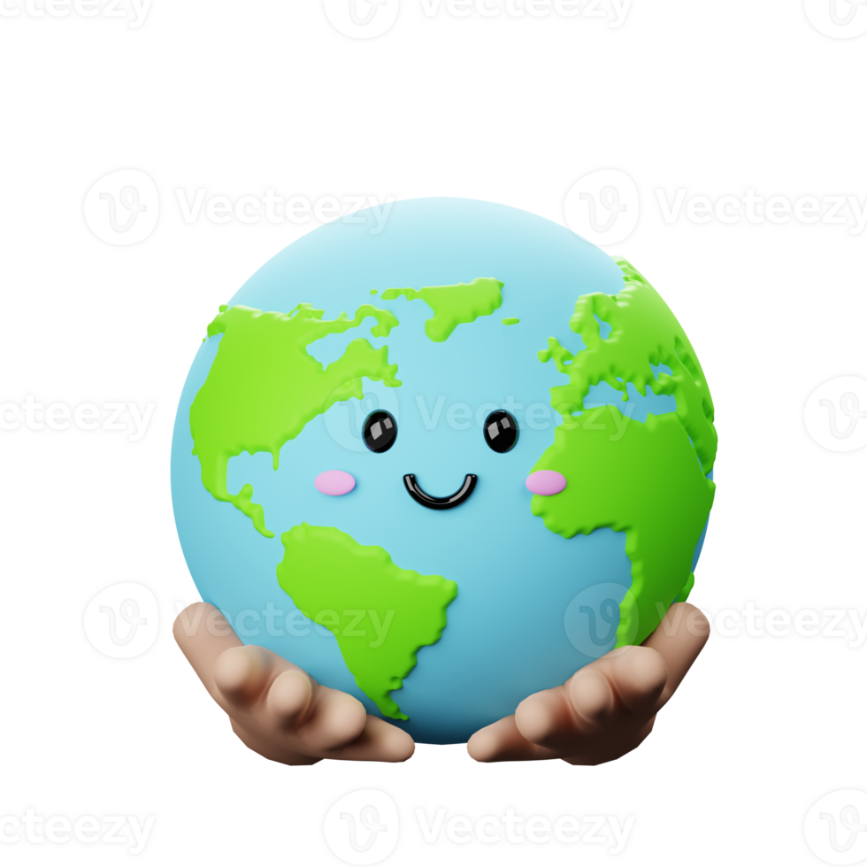 3D Earth Character With Hand png