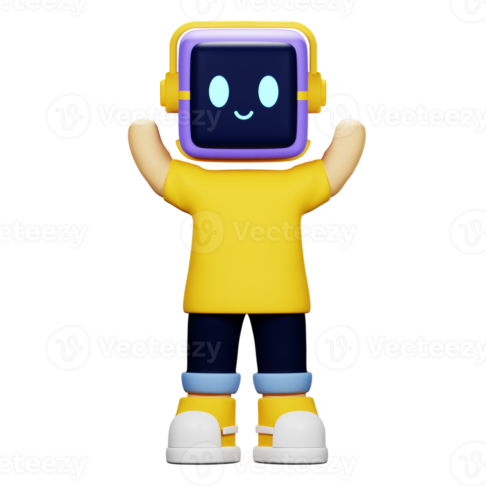 3D Robot head Character png