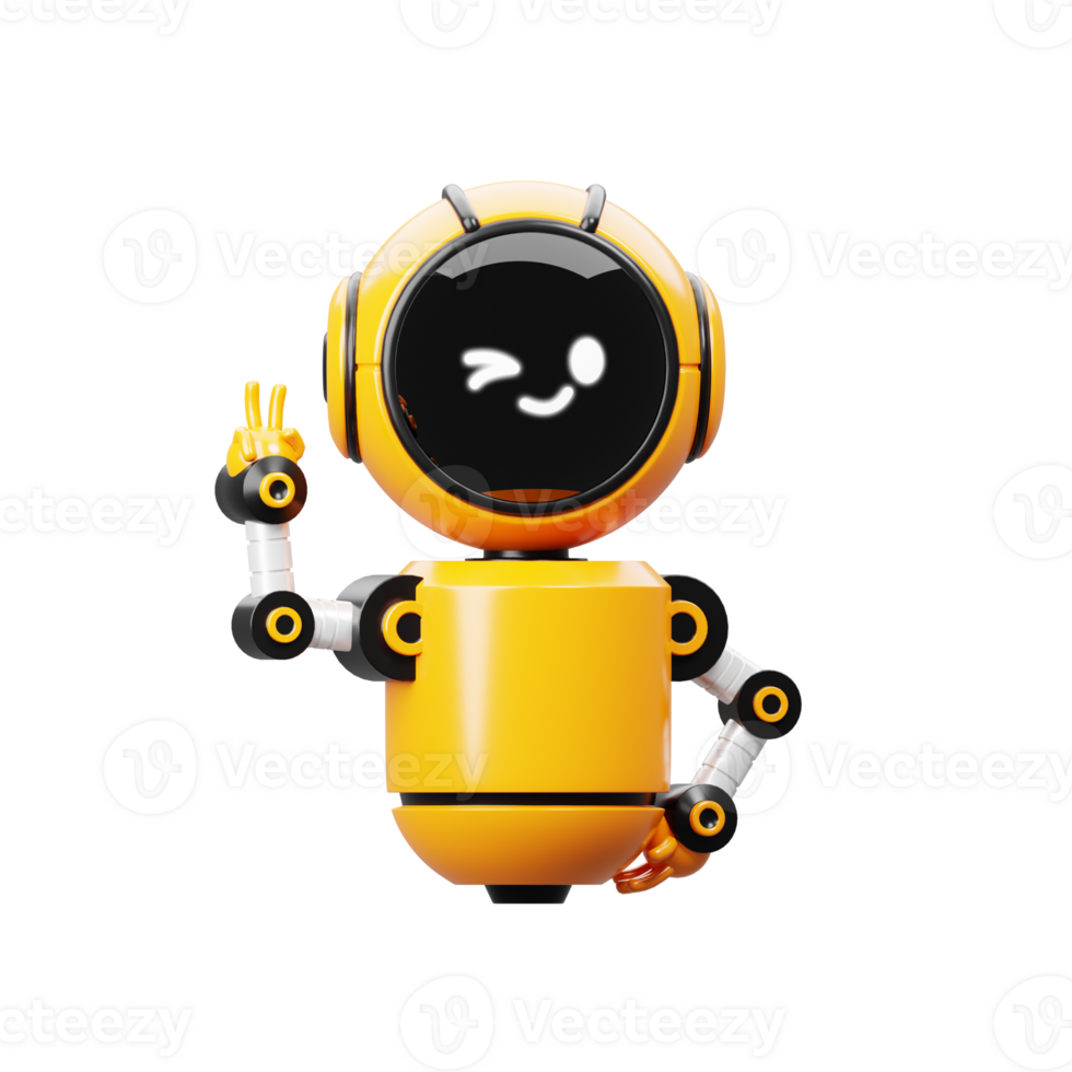 3D Robot Orange Character png