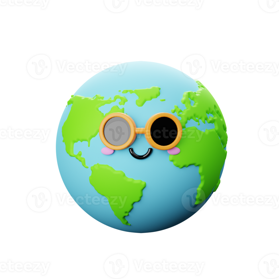 3D Cool Earth Character png