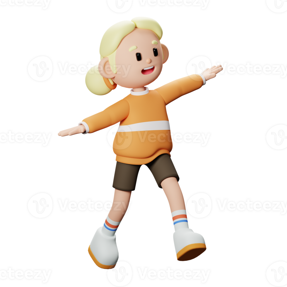 3D Happy Girl Character png