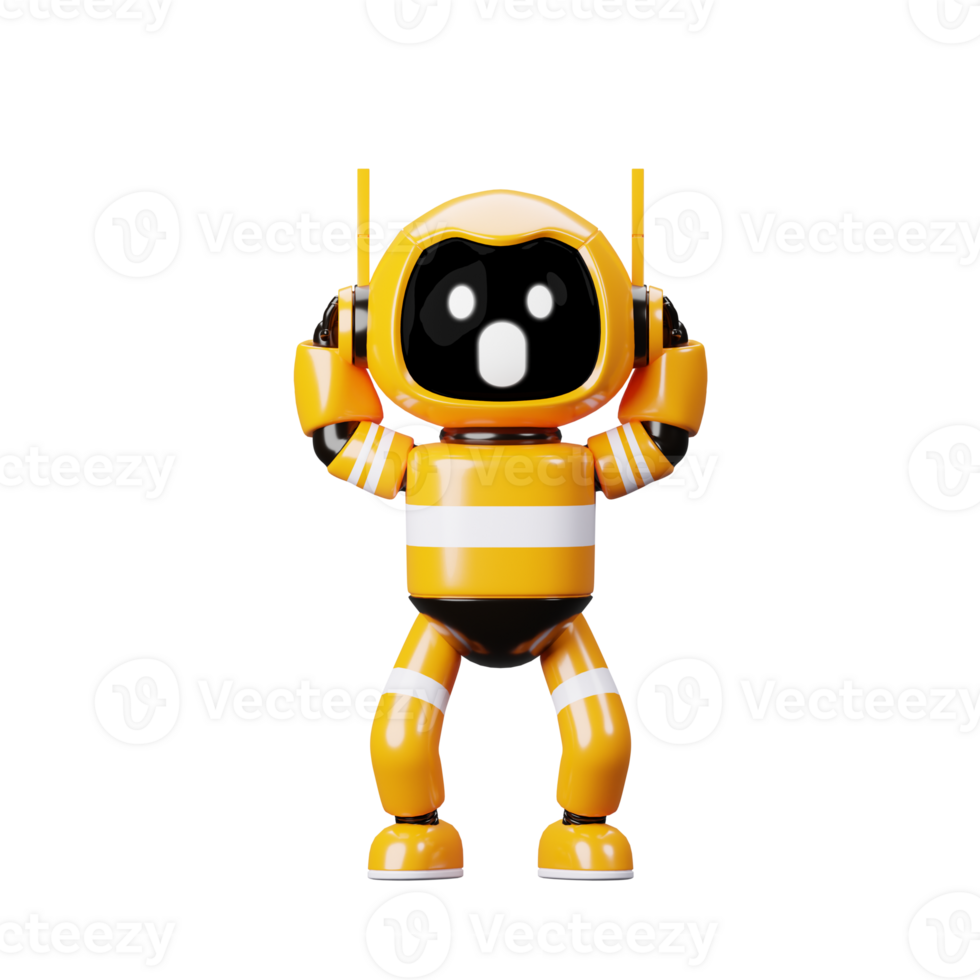 3D Icon Yellow Robot Shock png