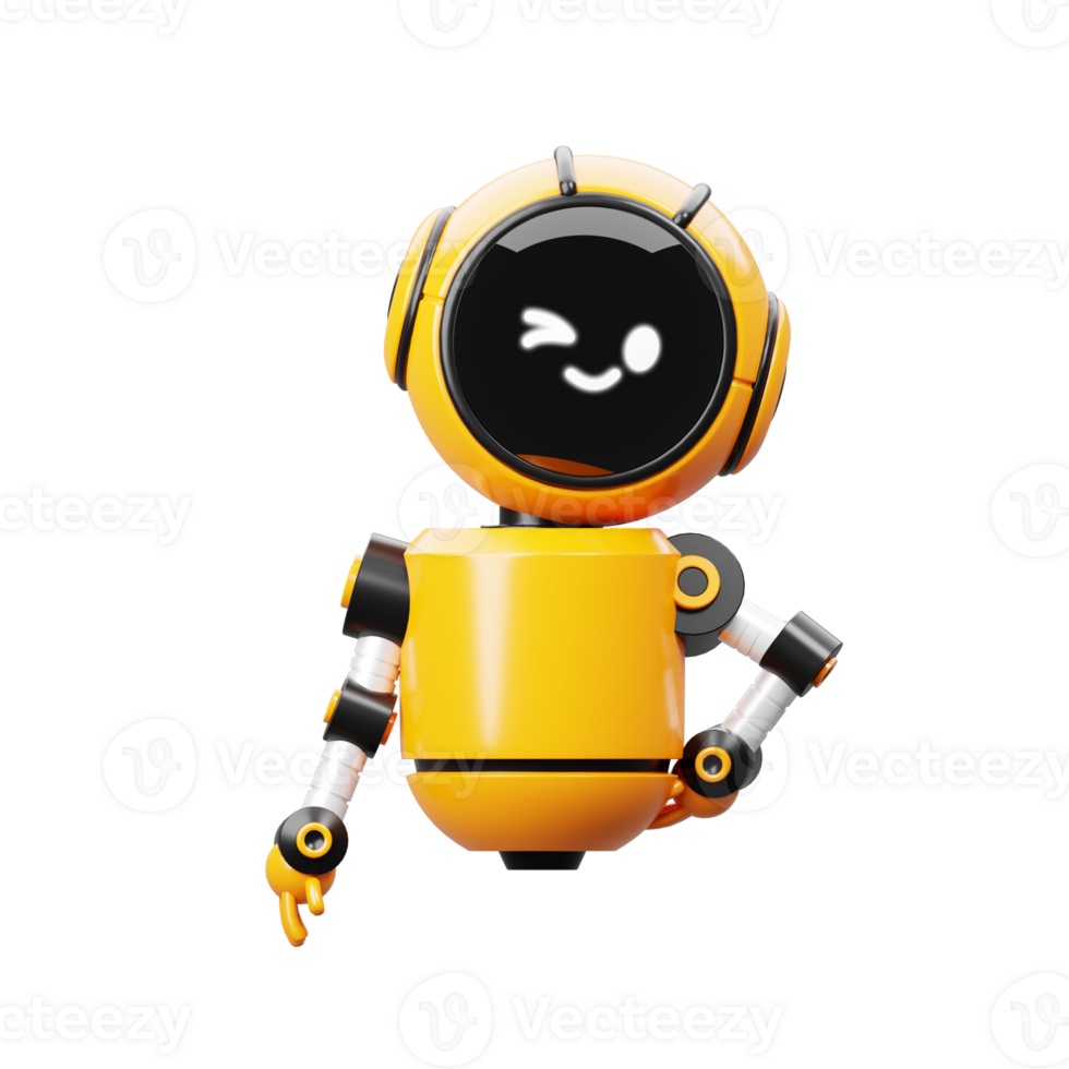 3d Orange Robot Character png