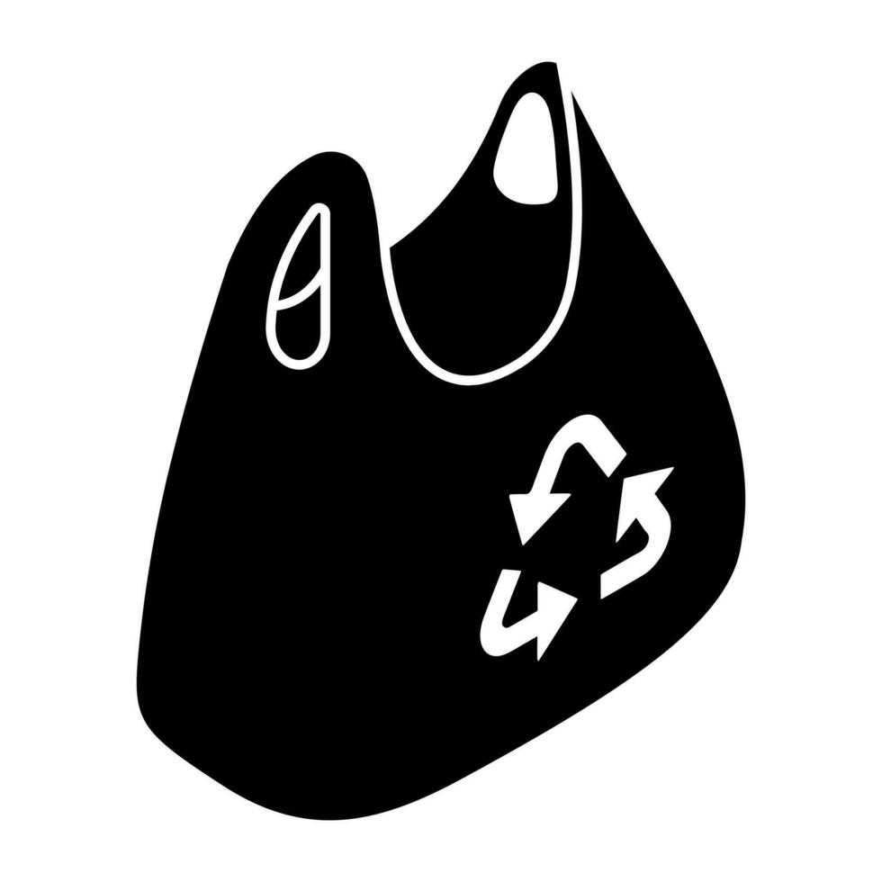 conceptual sólido diseño icono de el plastico bolso reciclaje vector