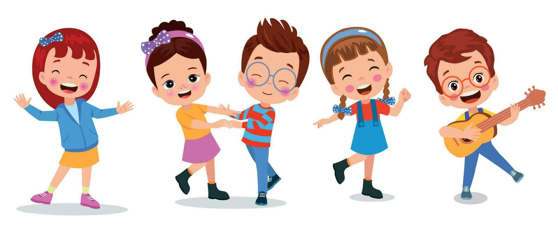 A group of kids dancing and laughing vector