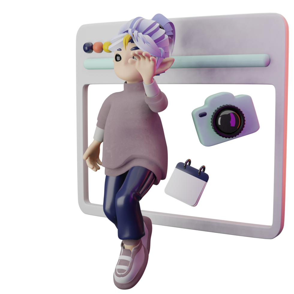 3d ilustration waving girl png