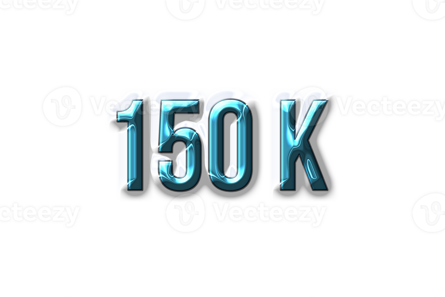 150 k subscribers celebration greeting Number with plastic design png
