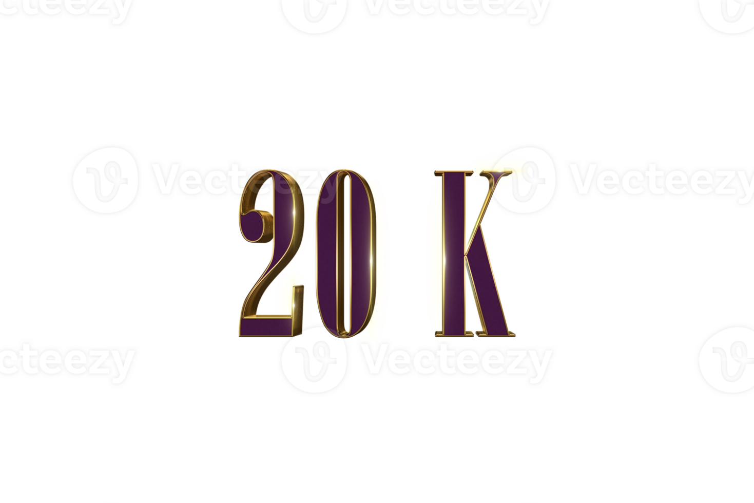 20 k subscribers celebration greeting Number with luxury design png