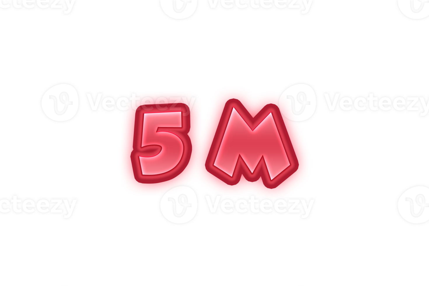 5 million subscribers celebration greeting Number with red embossed design png