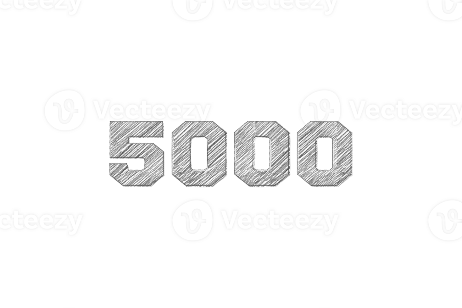 5000 subscribers celebration greeting Number with pencil sketch design png