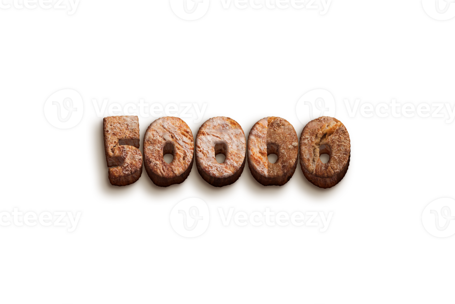 50000 subscribers celebration greeting Number with bakery design png