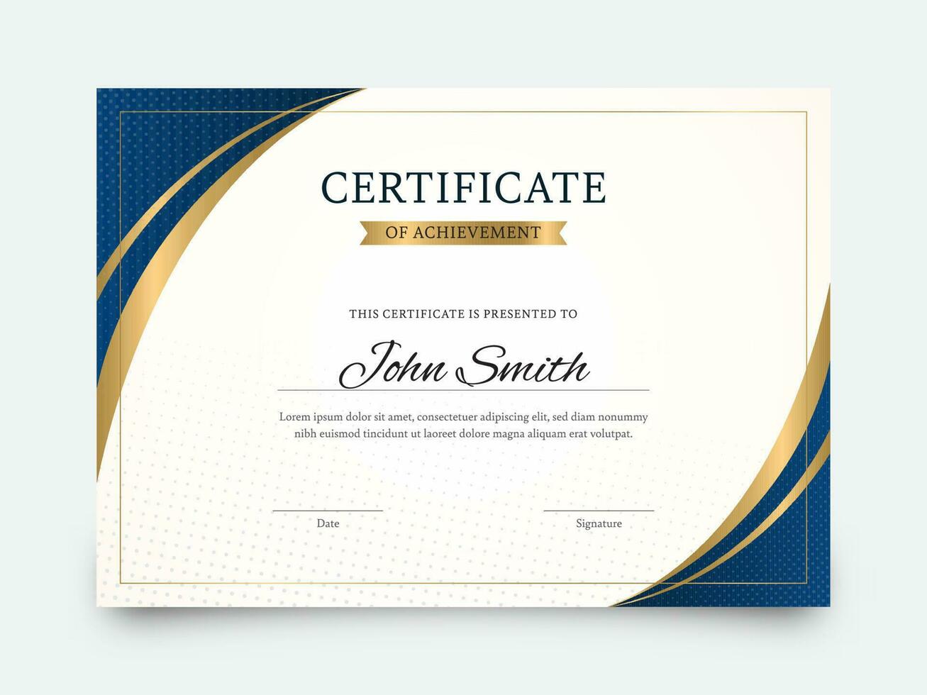 Horizontal Certificate Of Achievement Template Design. vector