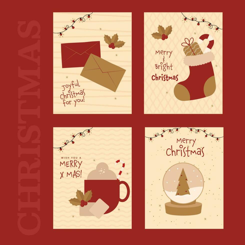 Navidad social medios de comunicación publicaciones o saludo tarjetas en rojo antecedentes. vector