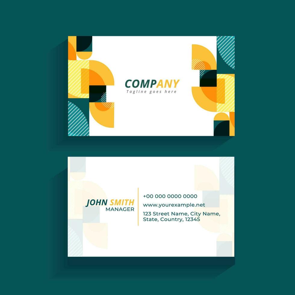 Abstract Editable Business Card Design In Front And Back View. vector