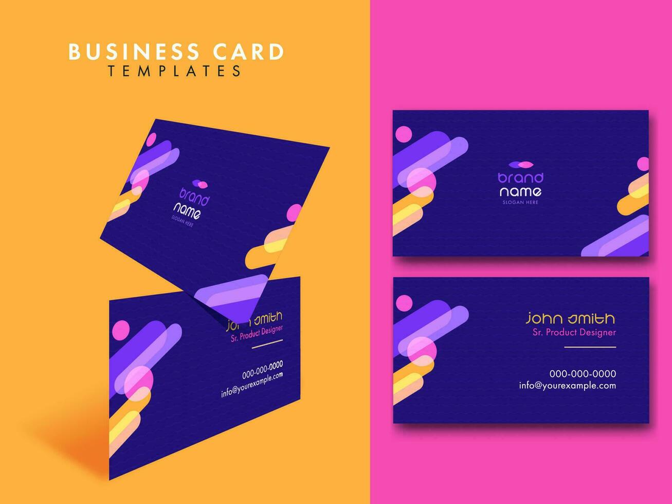 resumen editable negocio tarjeta plantillas con frente y espalda ver en azul color. vector