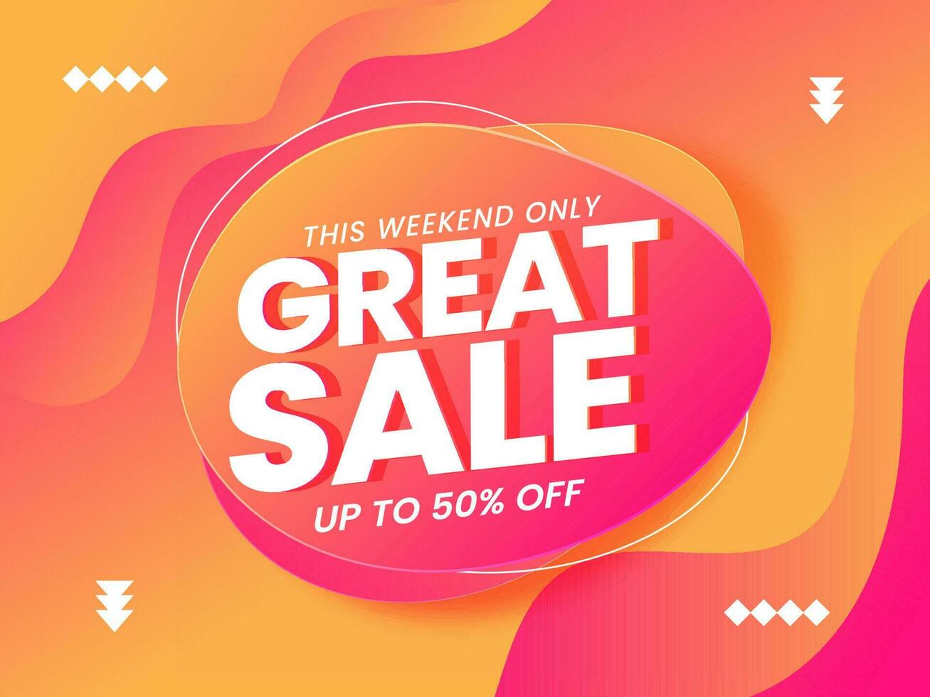 Great Sale Poster Design With Discount Offer On Gradient Yellow And Pink Background For This Weekend Only. vector