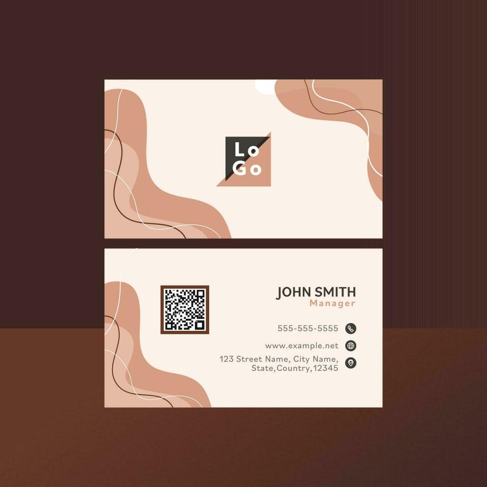 Business Or Visiting Card With Double Sides On Brown Background. vector