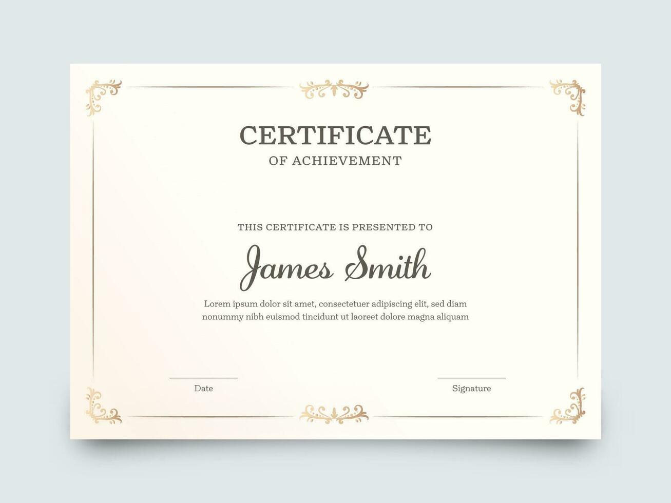 Best Award Certificate Of Achievement Template Design. vector