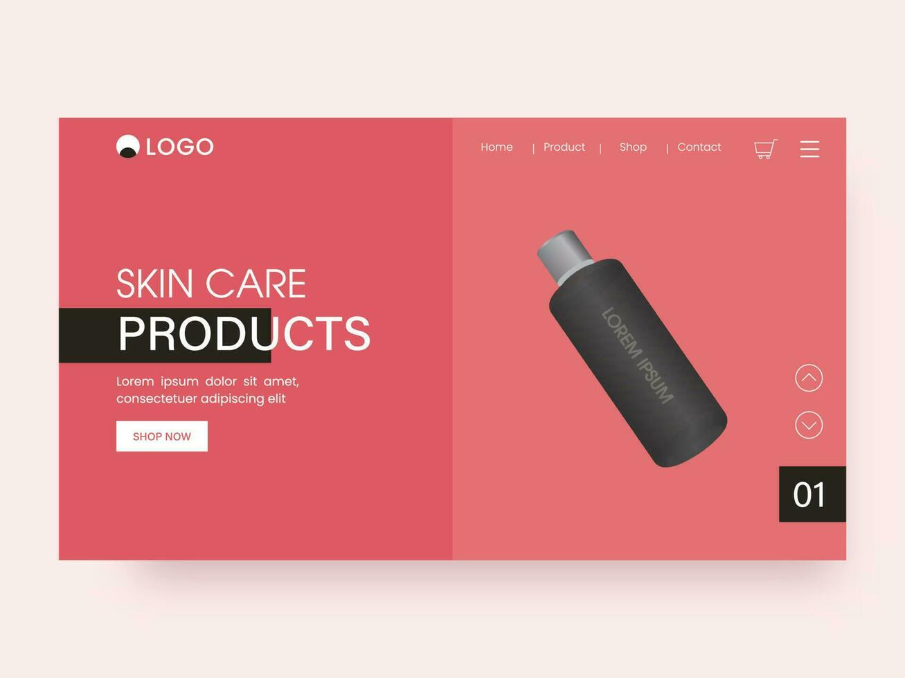 Skincare Product Based Landing Page Design In Red Color. vector