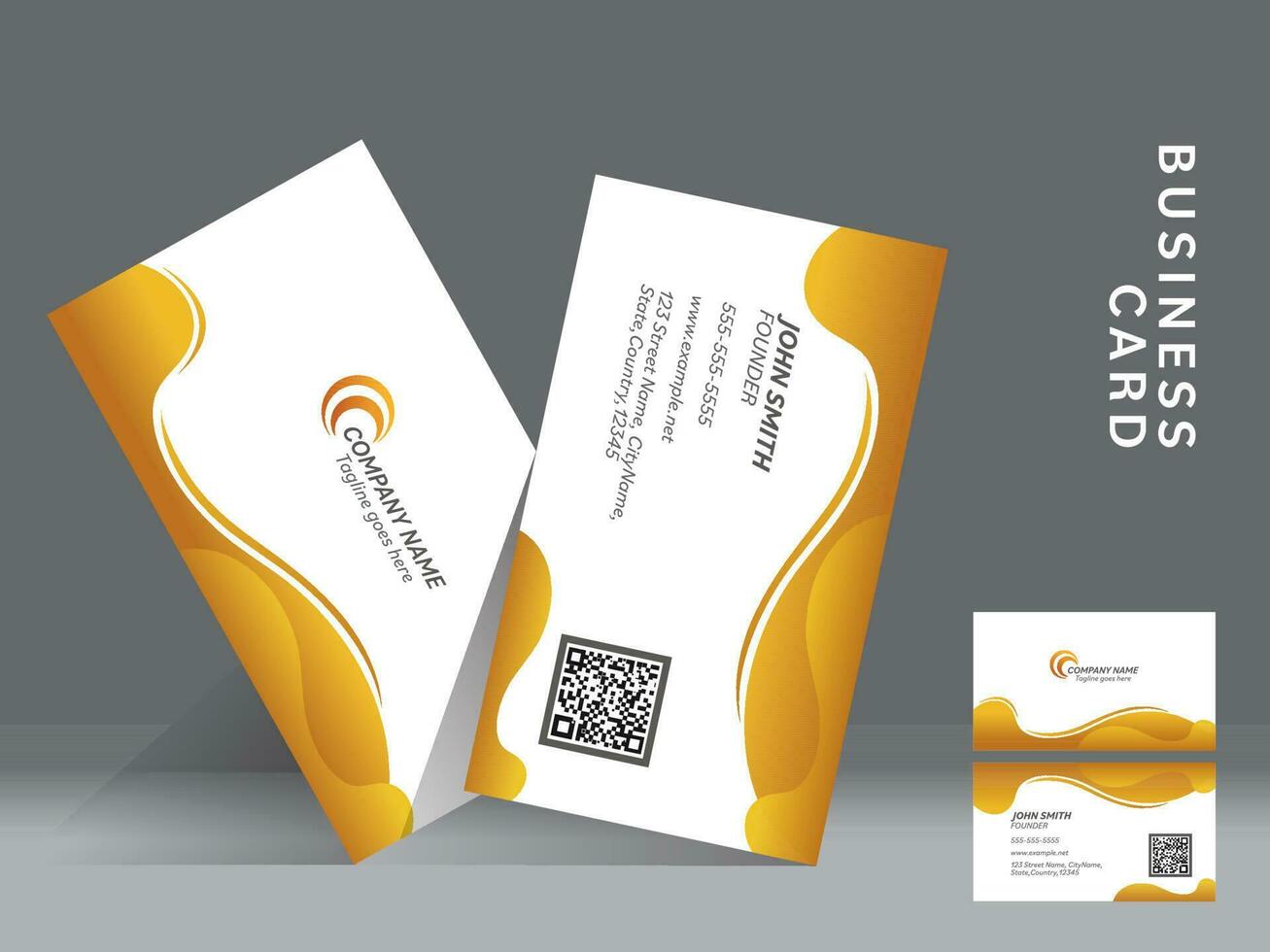 Modern Business Or Visiting Cards With Double-Sides On Grey Background. vector