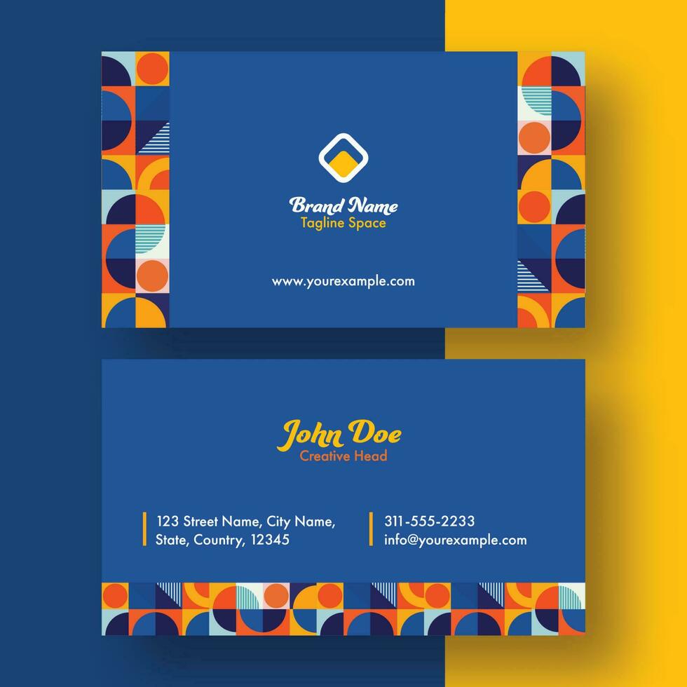 Double-Sides Of Business Card Template Design With Abstract Pattern. vector