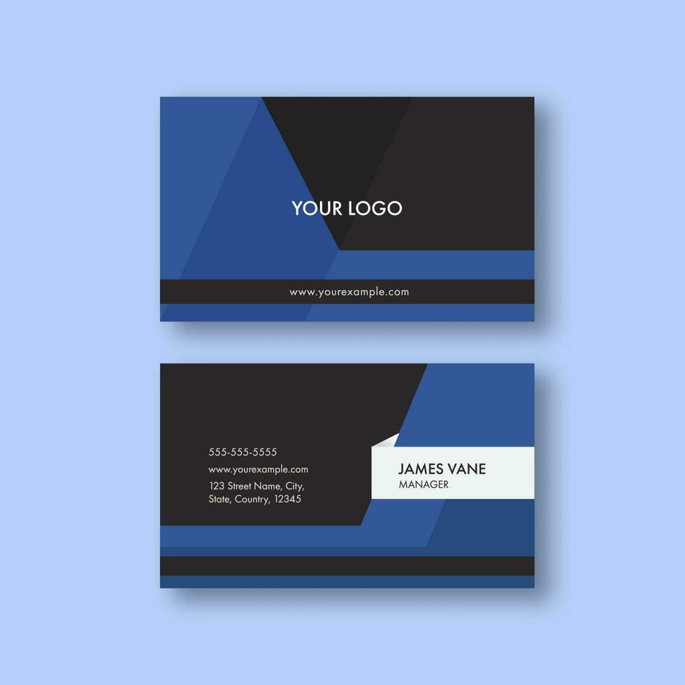 Modern Business Card Template Layout In Blue And Black Color. vector