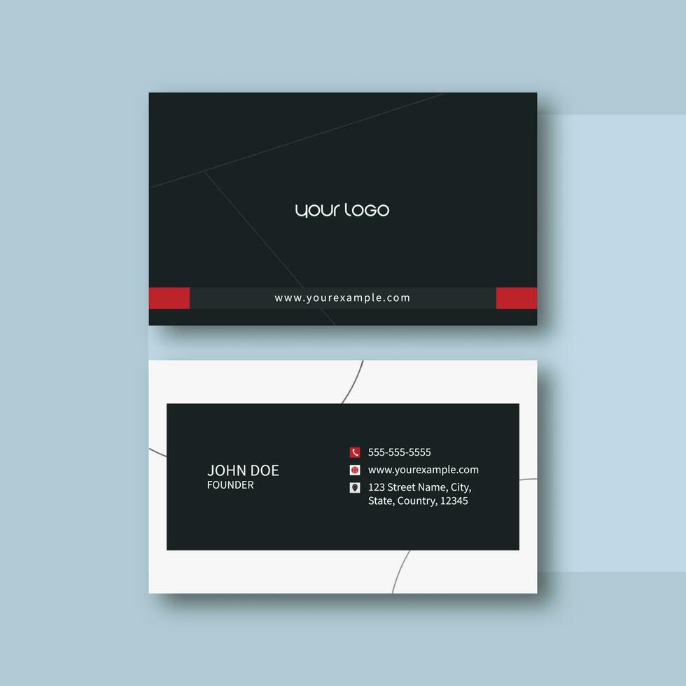 Black And White Business Card Template Layout With Double-Sides. vector