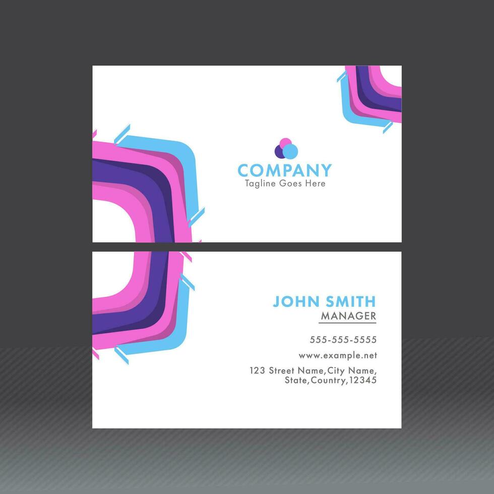 Abstract Business Card Design With Double Sides On Dark Gray Background. vector