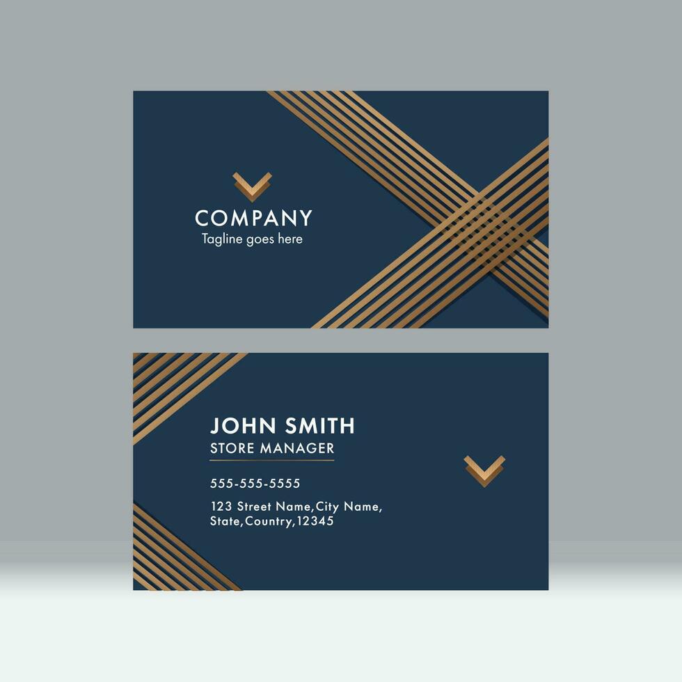Business Card Or Horizontal Template In Blue And Bronze Color. vector