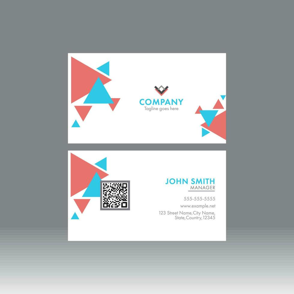 Abstract Business Or Visiting Card With Double-Sides On Gray Background. vector