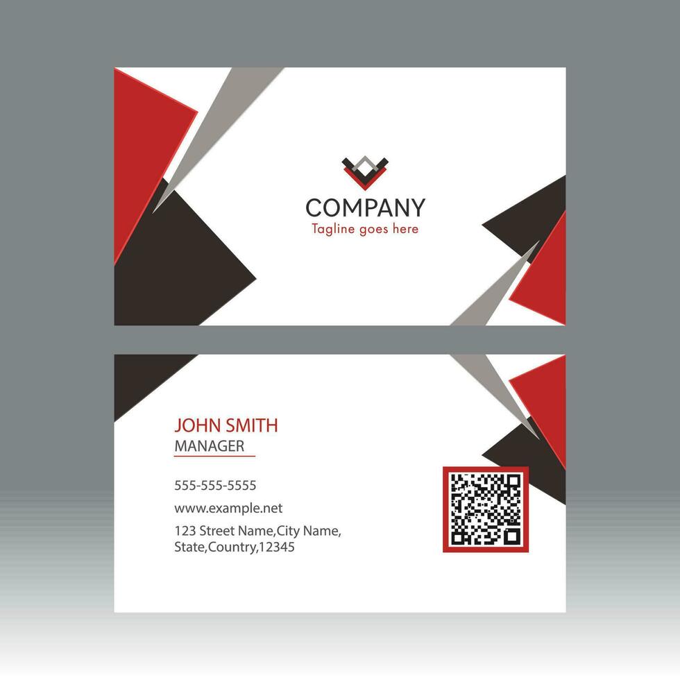 Business Or Visiting Card With Double-Sides On Gray Background. vector