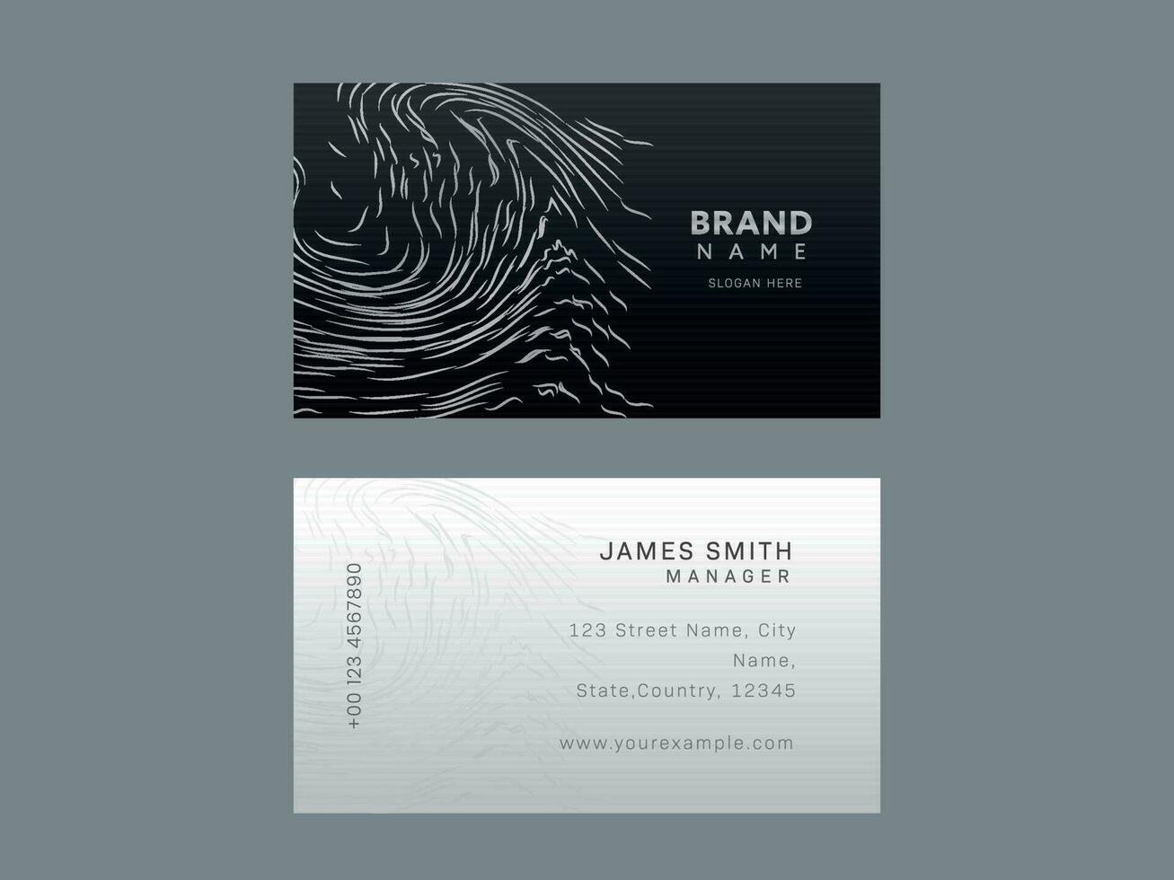 Horizontal Business Card Design In Black And White Color. vector