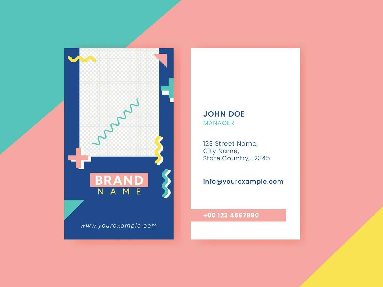 Vertical Business Card Template Design In Front And Back Side. vector