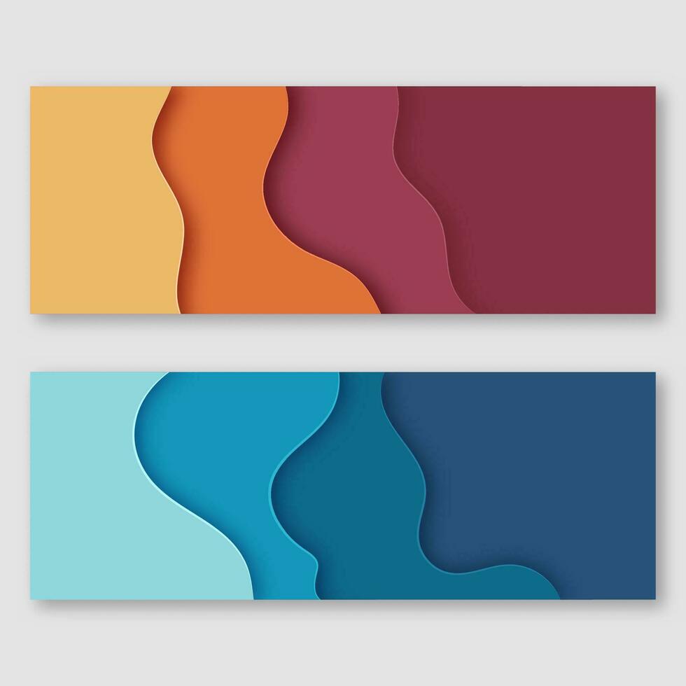 Colorful Abstract Paper Cut Overlapping Background In Two Options. vector
