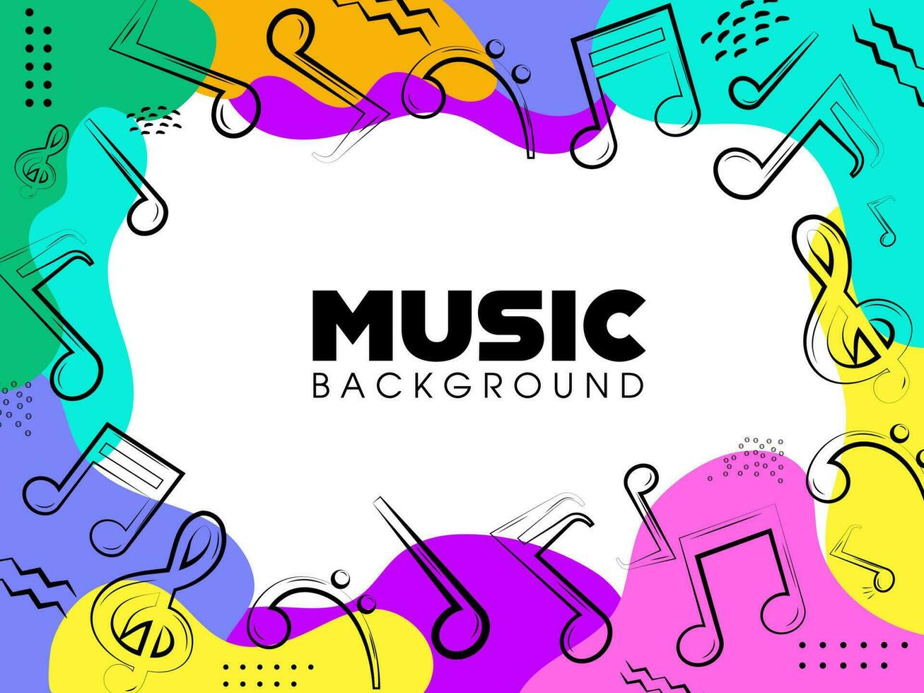 Colorful Abstract Music Notes Background. vector