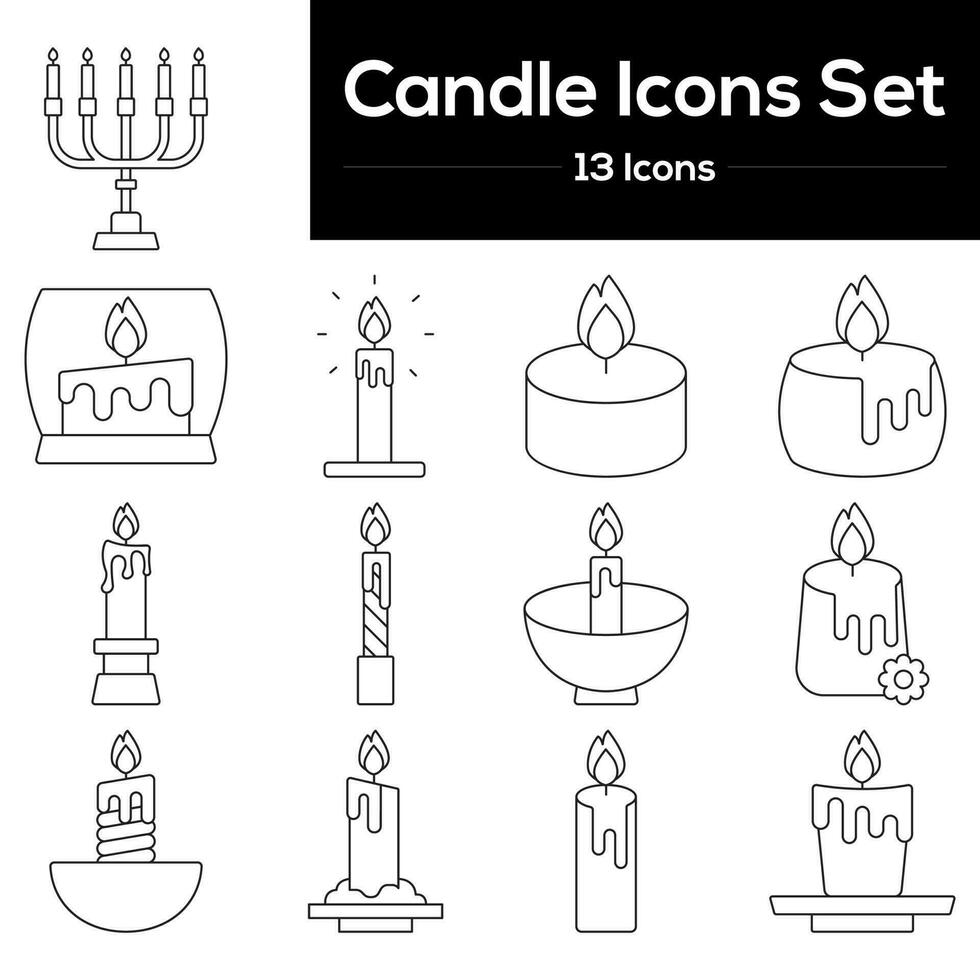 Candle Icons Or Symbol Set In Stroke Style. vector
