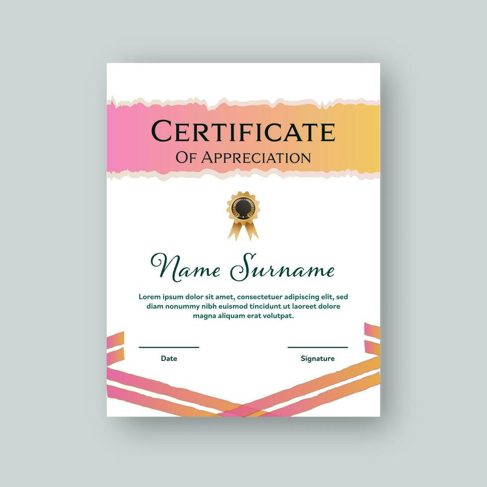 Certificate Of Appreciation Template Layout On Gray Background. vector