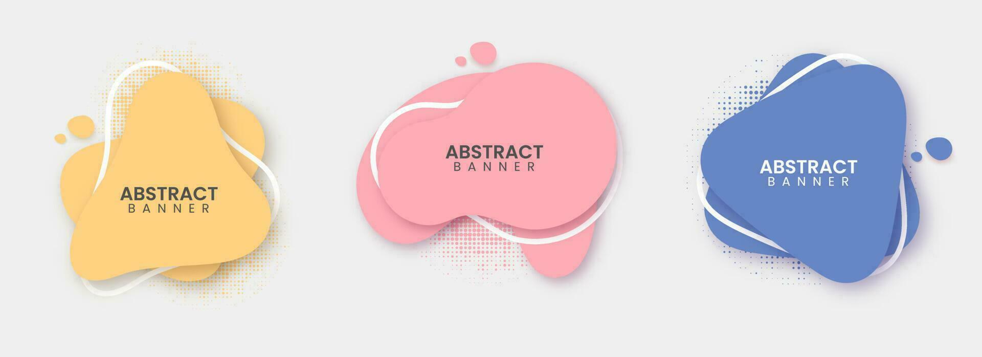 Abstract Fluid Color Badges Set On White Background. vector